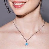 Deco Pendant in Silver With Blue, Turquoise & Pavé